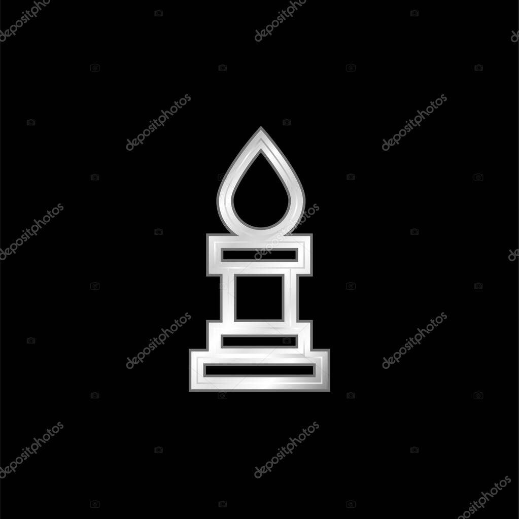 Bishop Chess Piece Outline silver plated metallic icon