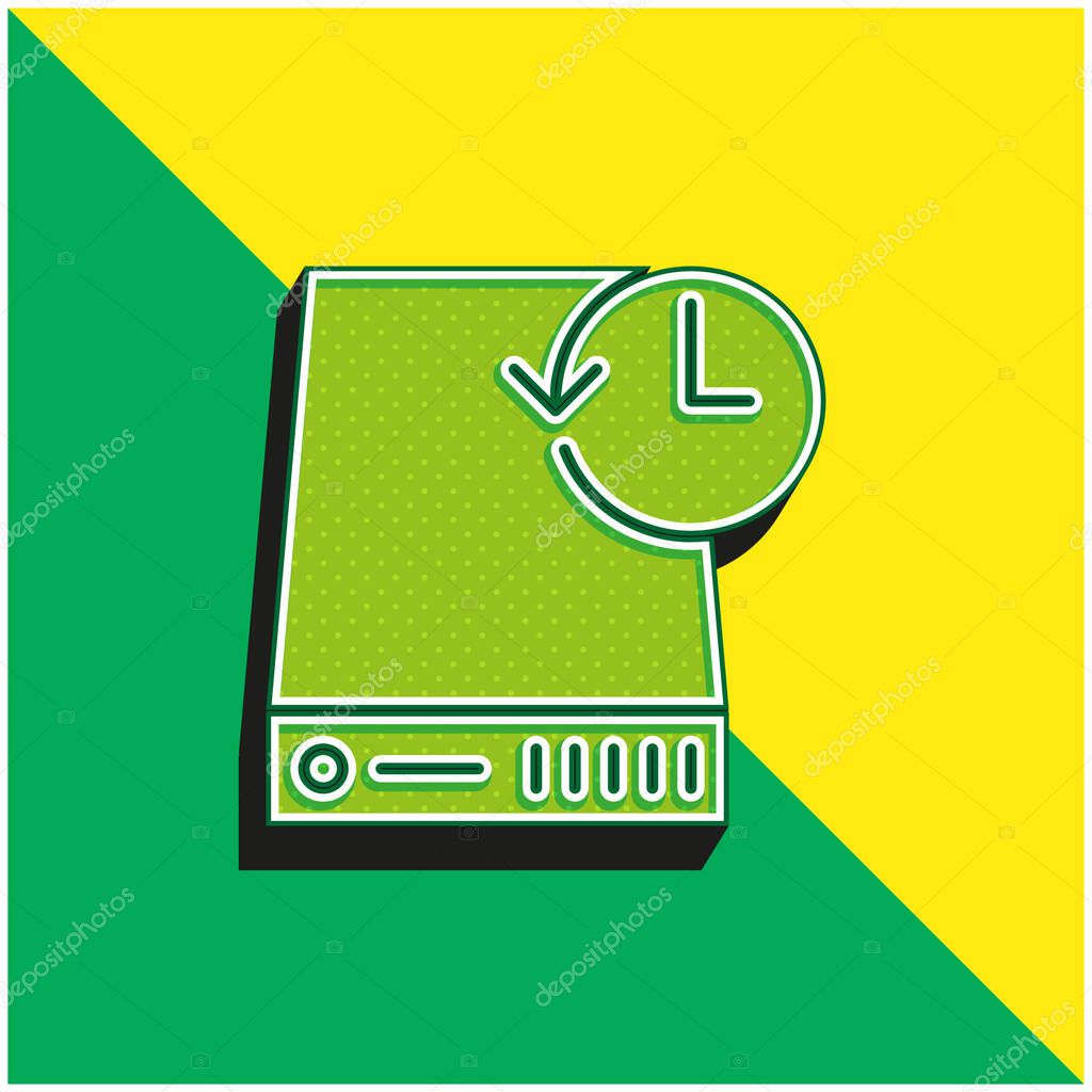 Backup Green and yellow modern 3d vector icon logo