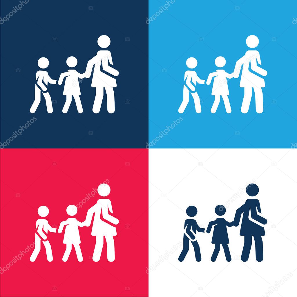 Babysitter blue and red four color minimal icon set