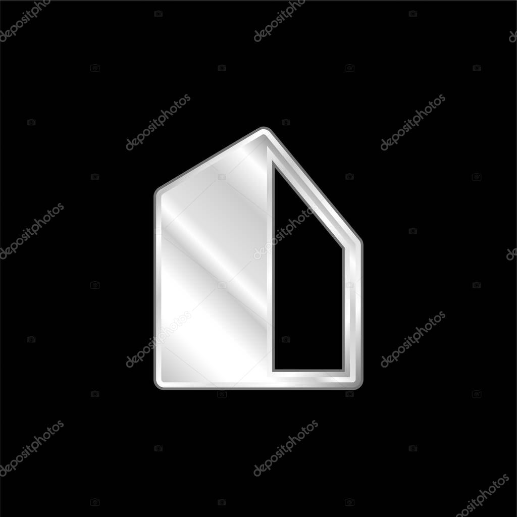 Big Building silver plated metallic icon