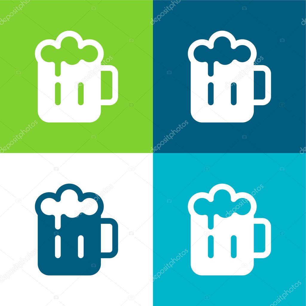 Beer Mug Flat four color minimal icon set