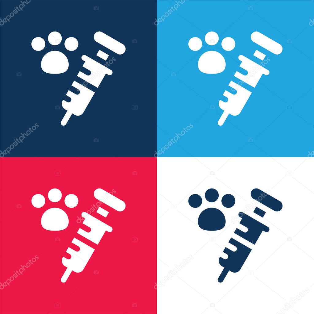 Animal Vaccination blue and red four color minimal icon set