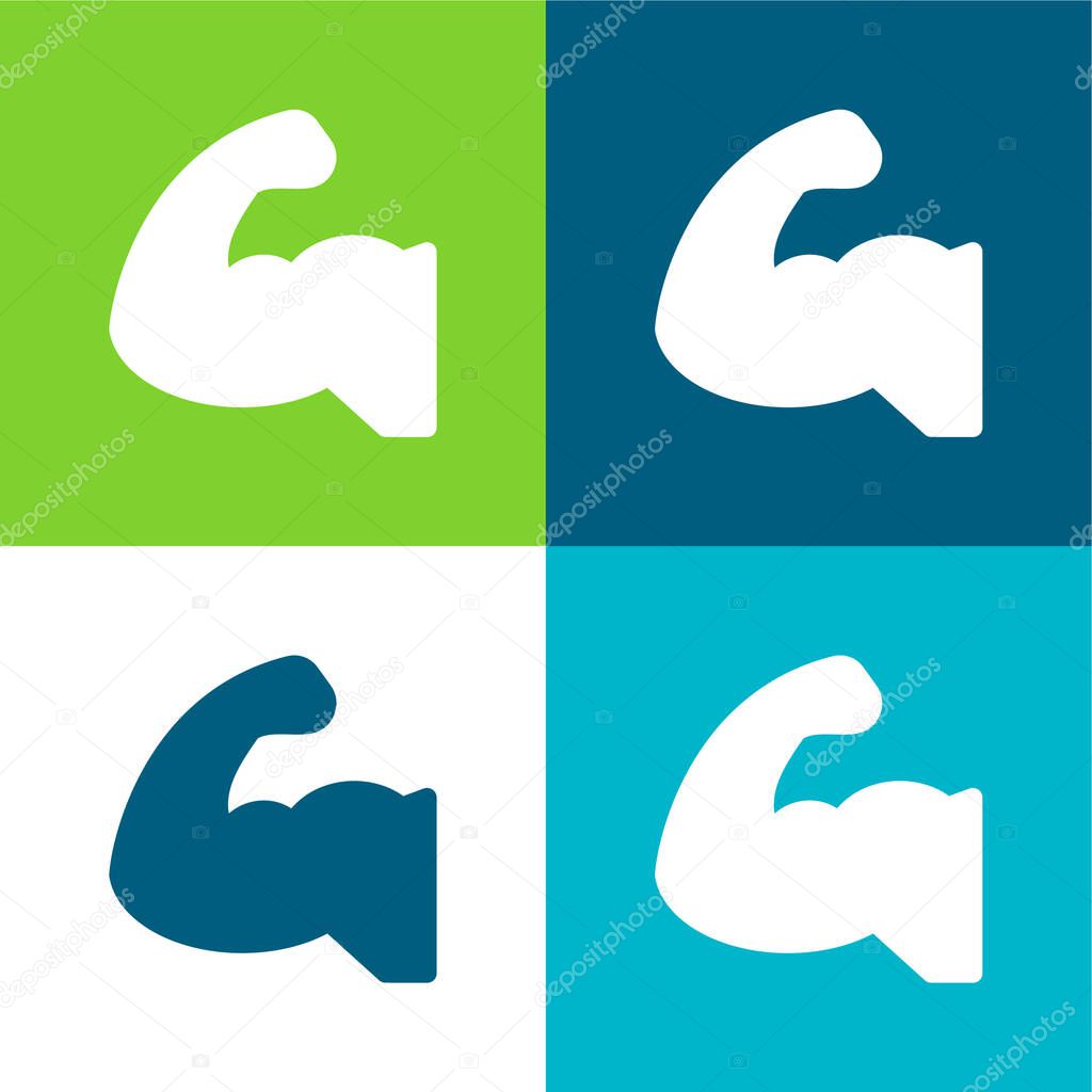 Biceps Flat four color minimal icon set