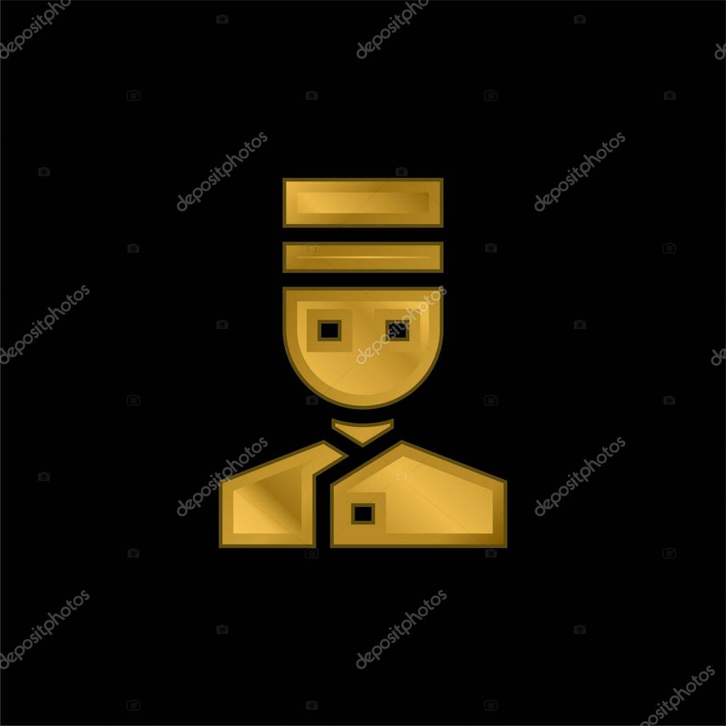 Bellhop gold plated metalic icon or logo vector