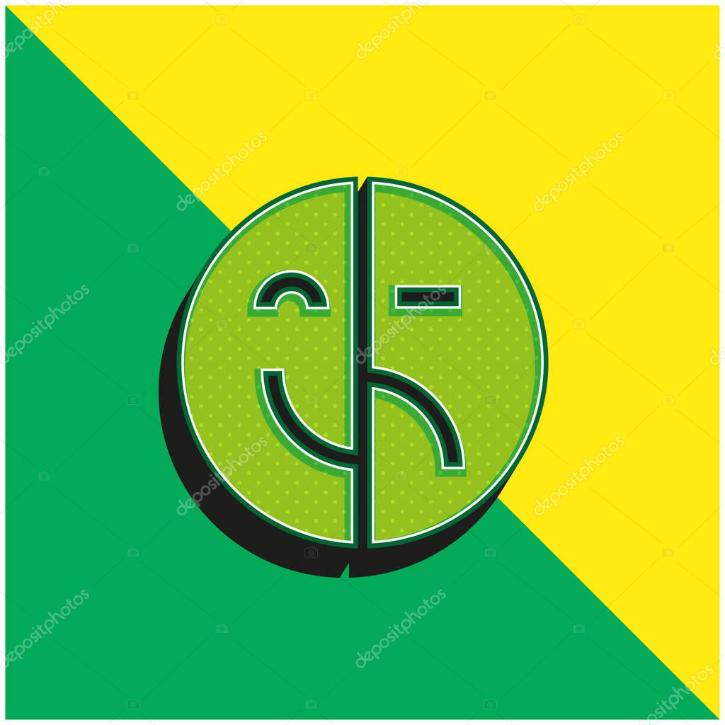 Bipolar Green and yellow modern 3d vector icon logo