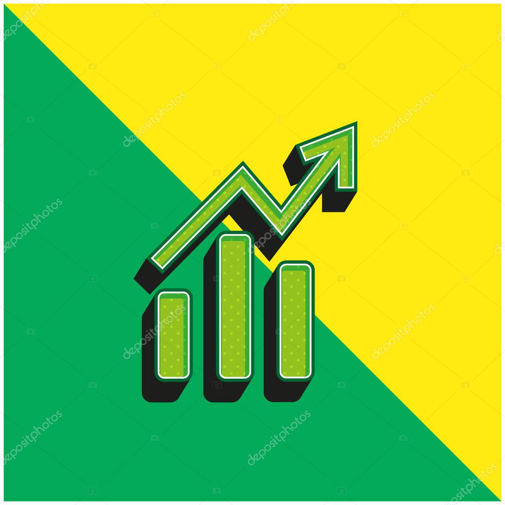 Bars And Line Ascending Graphic Of Data Analytics Green and yellow modern 3d vector icon logo