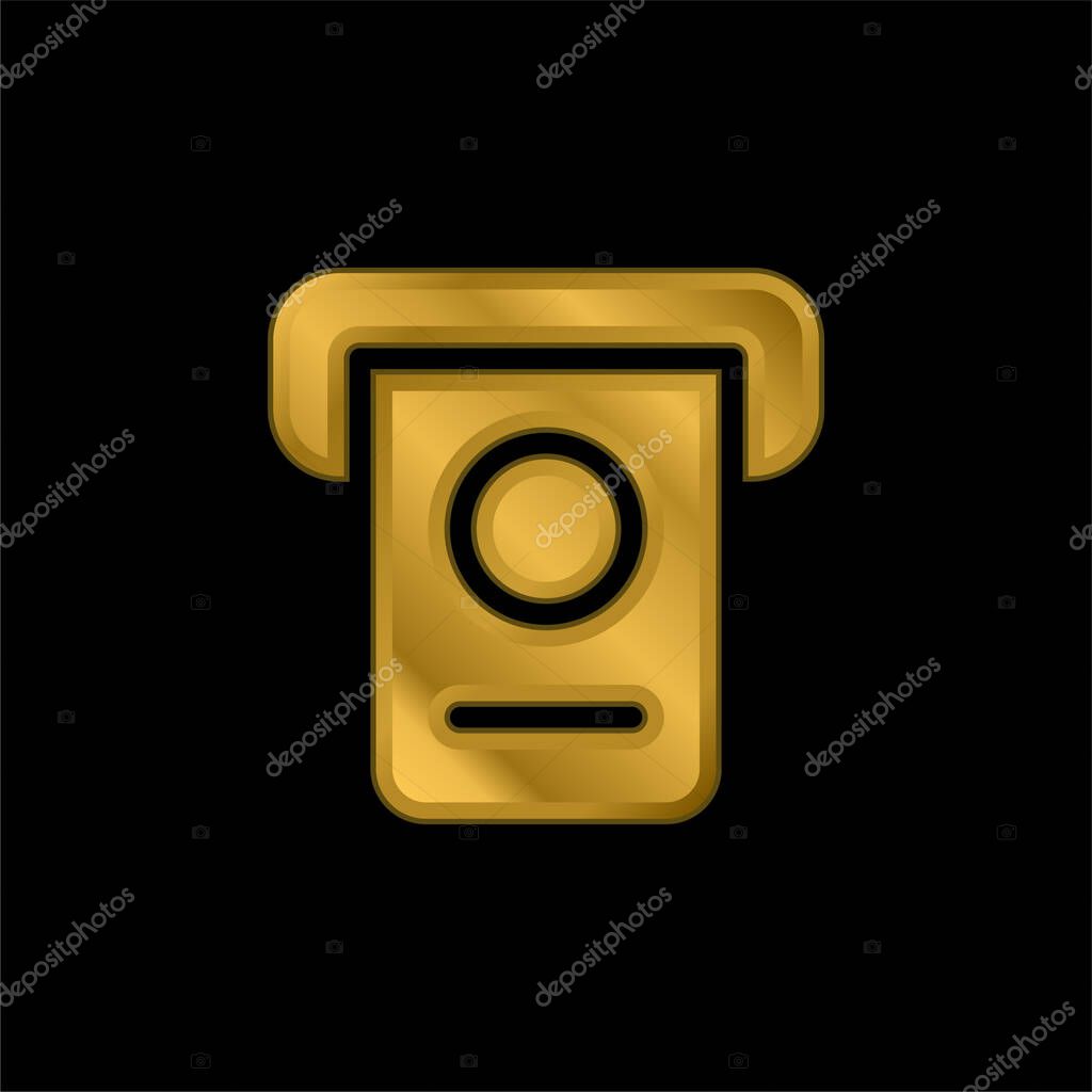 Atm gold plated metalic icon or logo vector