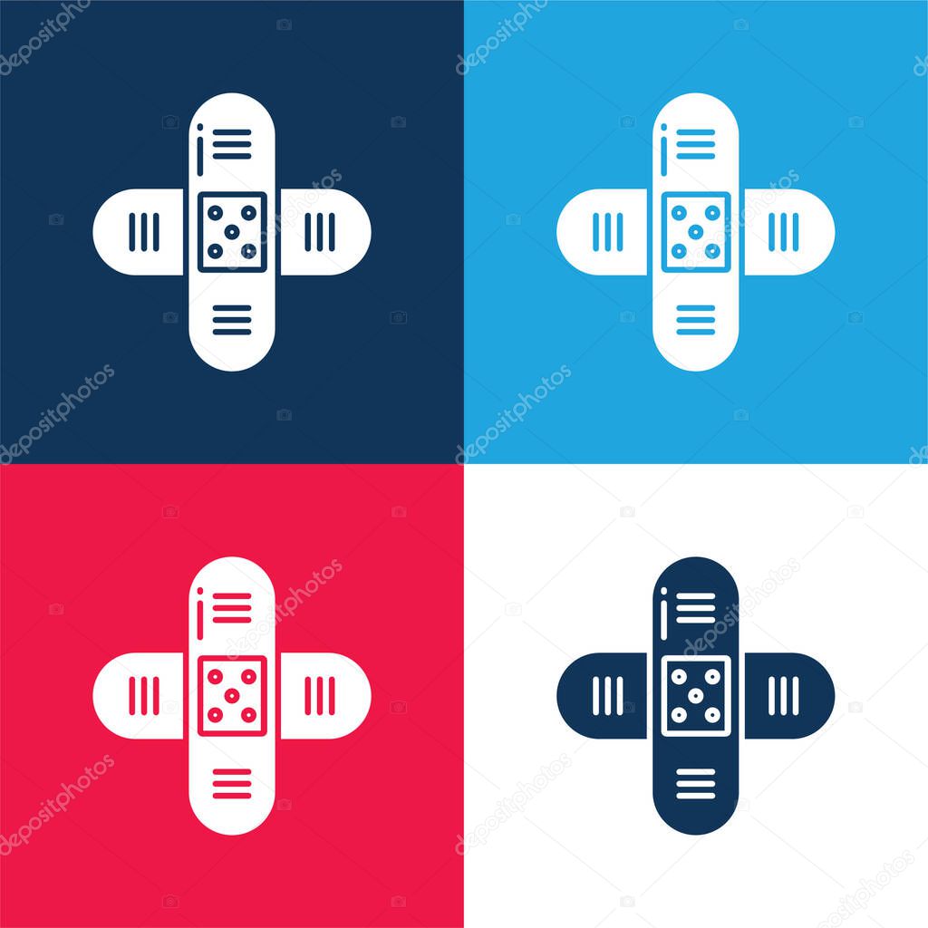Bandage blue and red four color minimal icon set