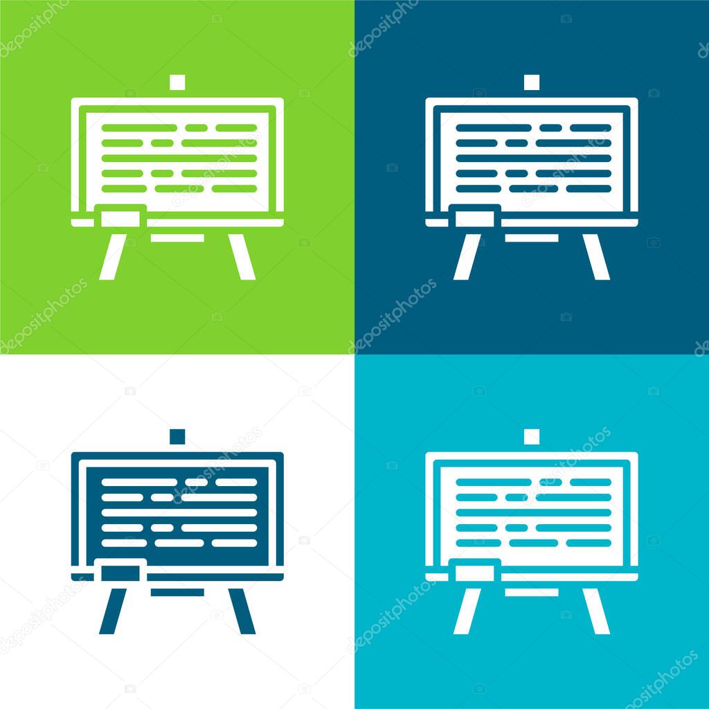 Blackboard Flat four color minimal icon set