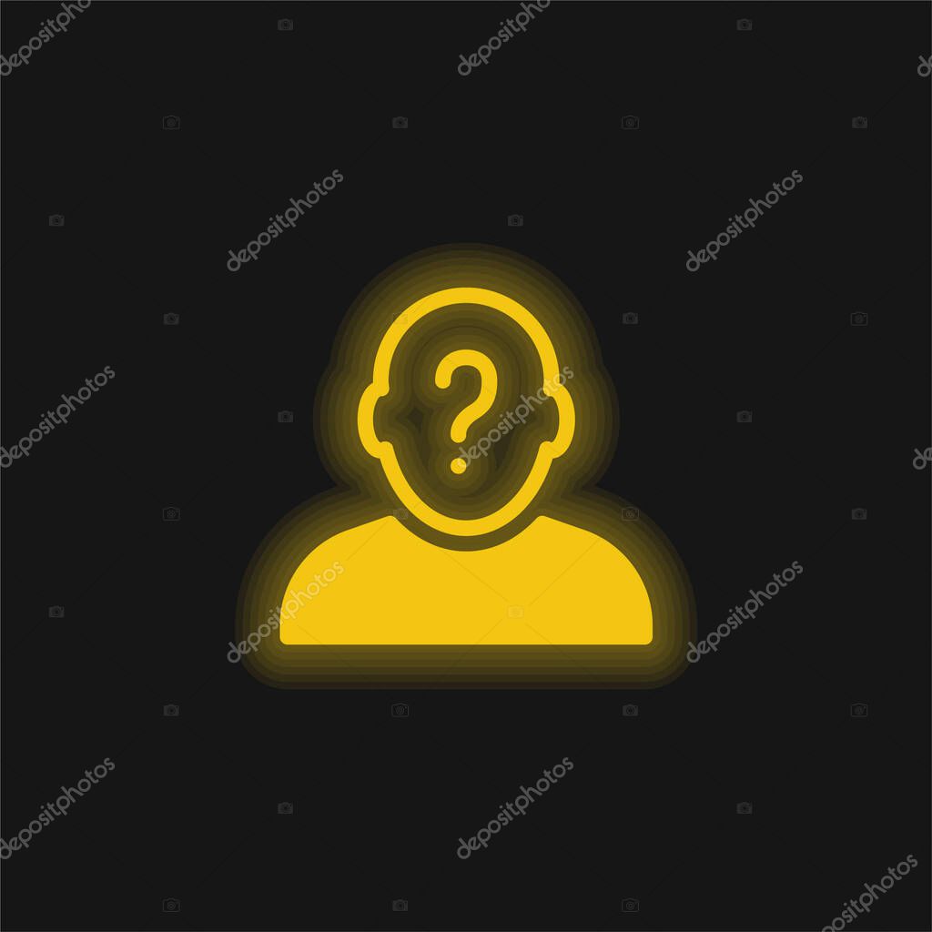 Anonymous yellow glowing neon icon