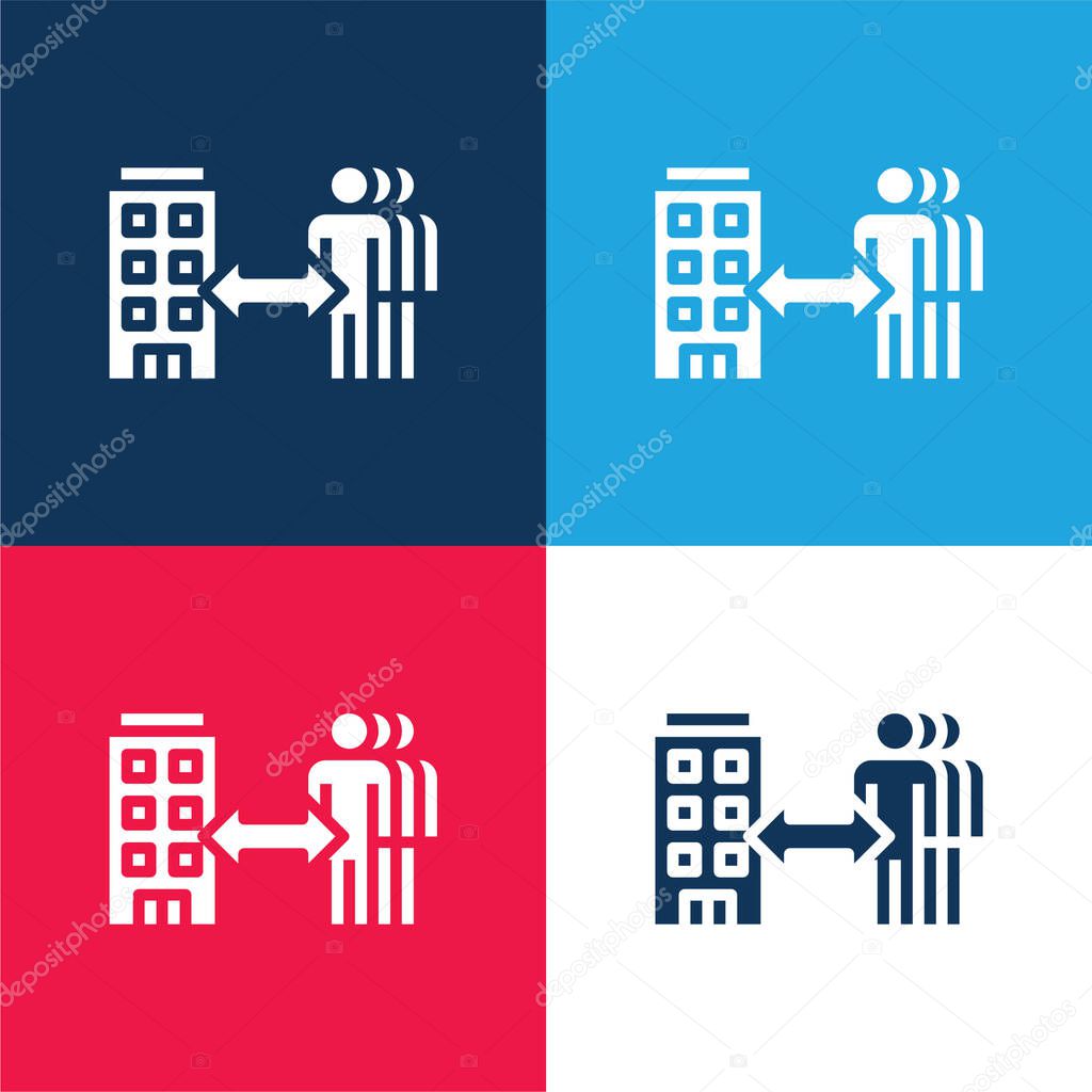 B2b blue and red four color minimal icon set