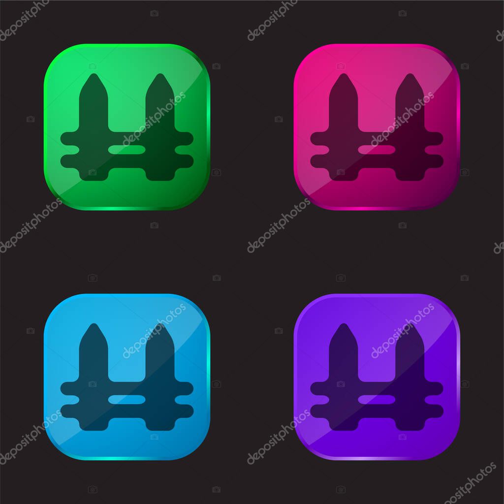 Black Fence four color glass button icon