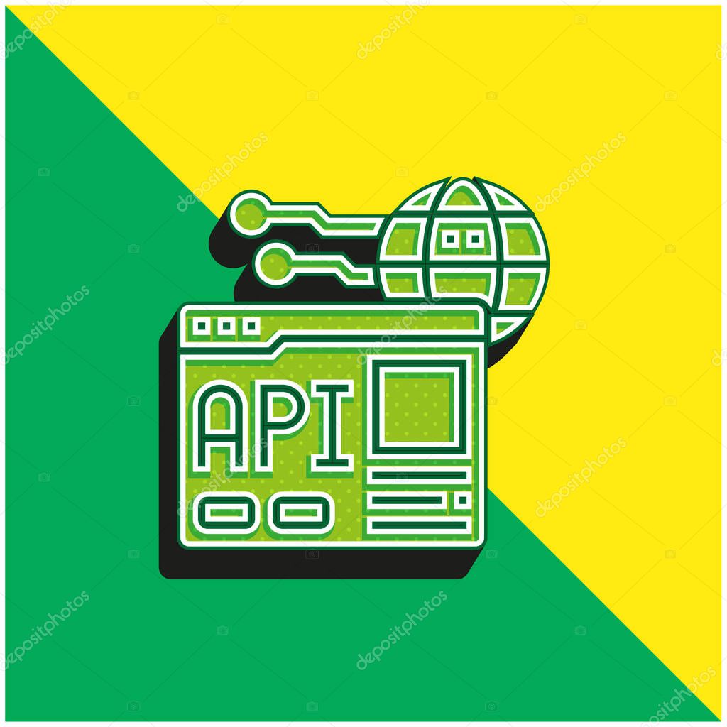 Api Green and yellow modern 3d vector icon logo