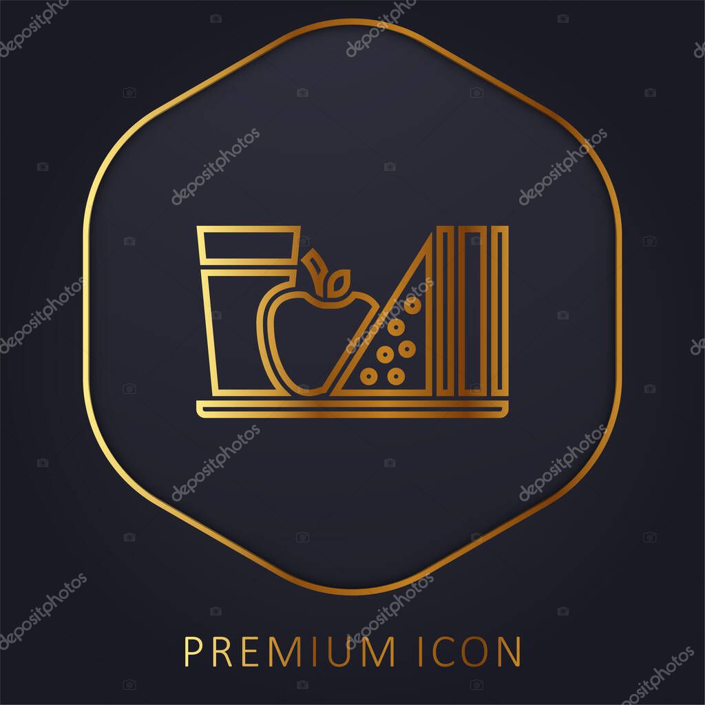 Breakfast golden line premium logo or icon