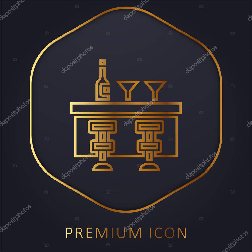 Bar Counter golden line premium logo or icon