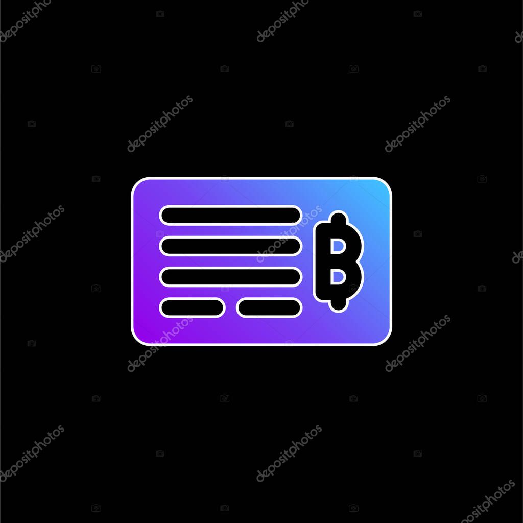 Bank Check blue gradient vector icon