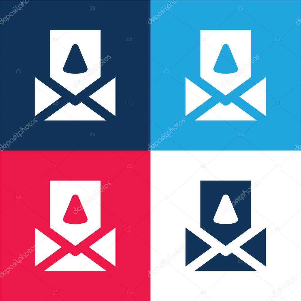 Birthday Card blue and red four color minimal icon set