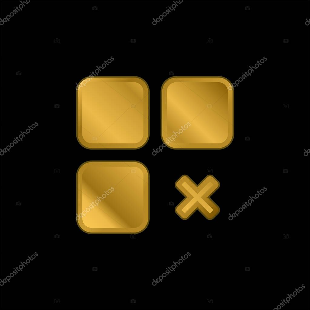 App gold plated metalic icon or logo vector