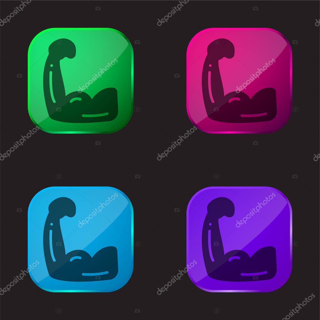 Biceps four color glass button icon