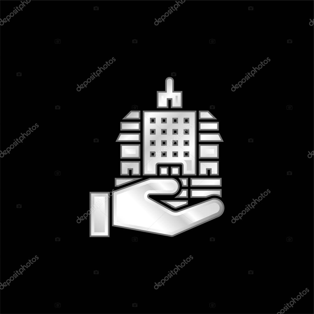 Bank silver plated metallic icon