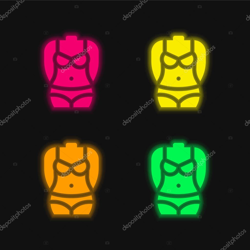 Body four color glowing neon vector icon