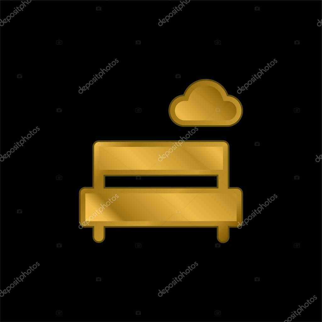 Bench gold plated metalic icon or logo vector