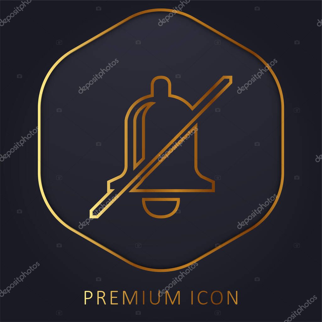 Bell Slash golden line premium logo or icon