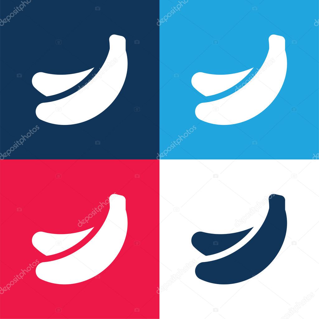 Banana blue and red four color minimal icon set