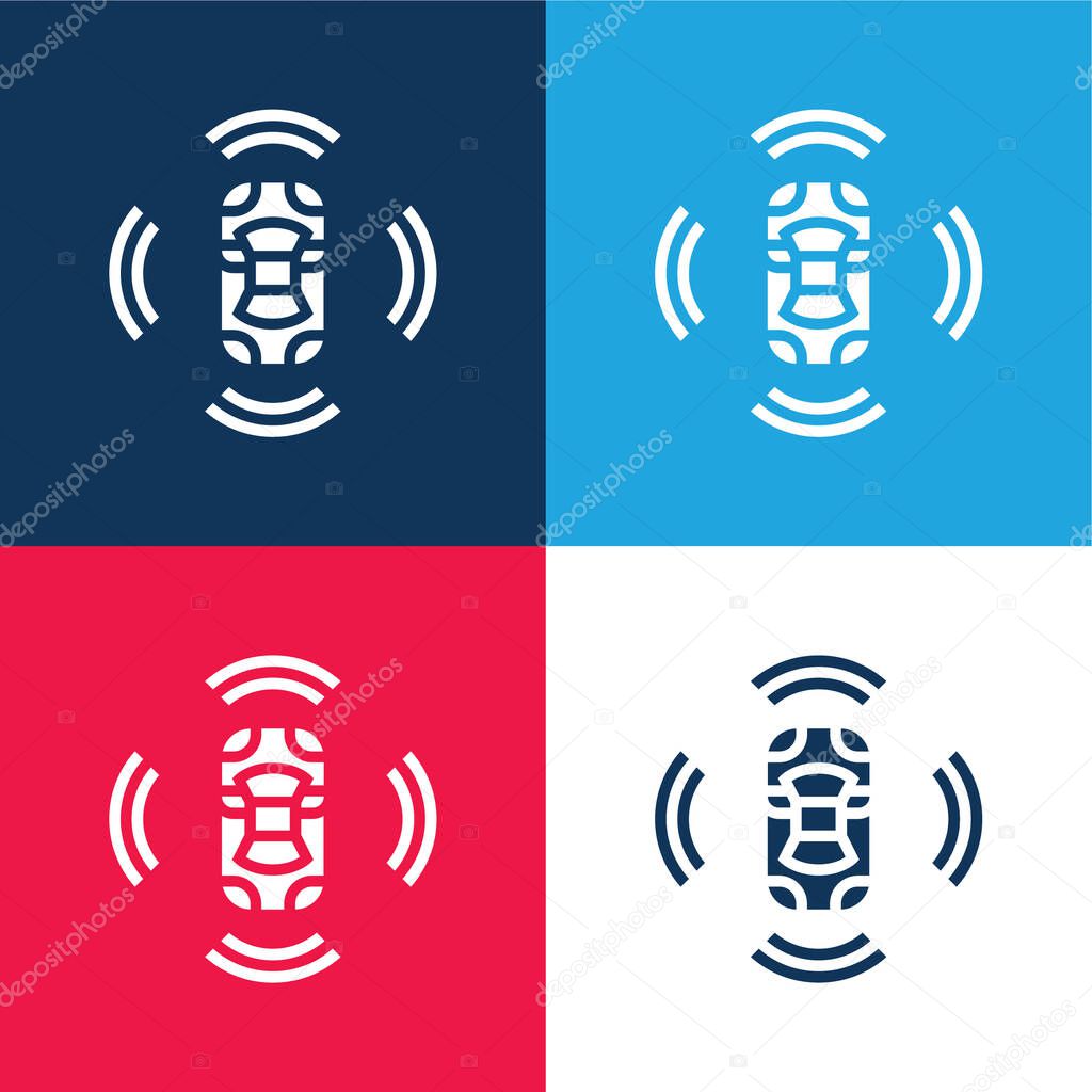 3d Sensor blue and red four color minimal icon set
