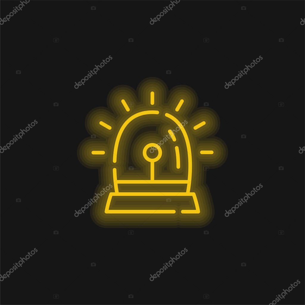Alarm yellow glowing neon icon