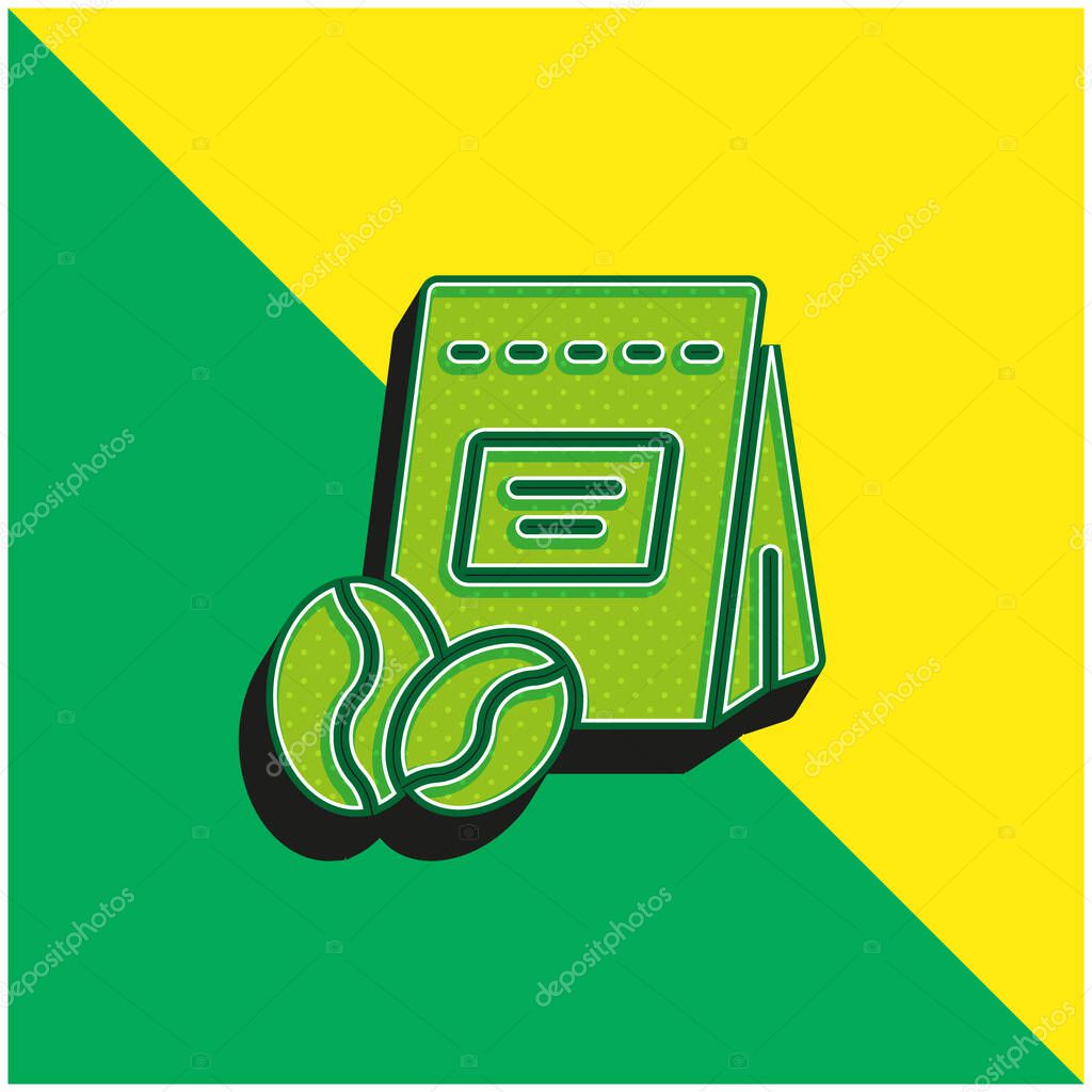 Beans Green and yellow modern 3d vector icon logo
