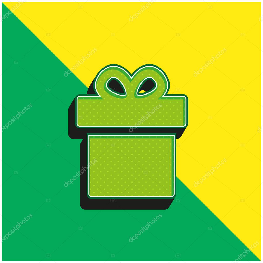 Birthday Present Green and yellow modern 3d vector icon logo