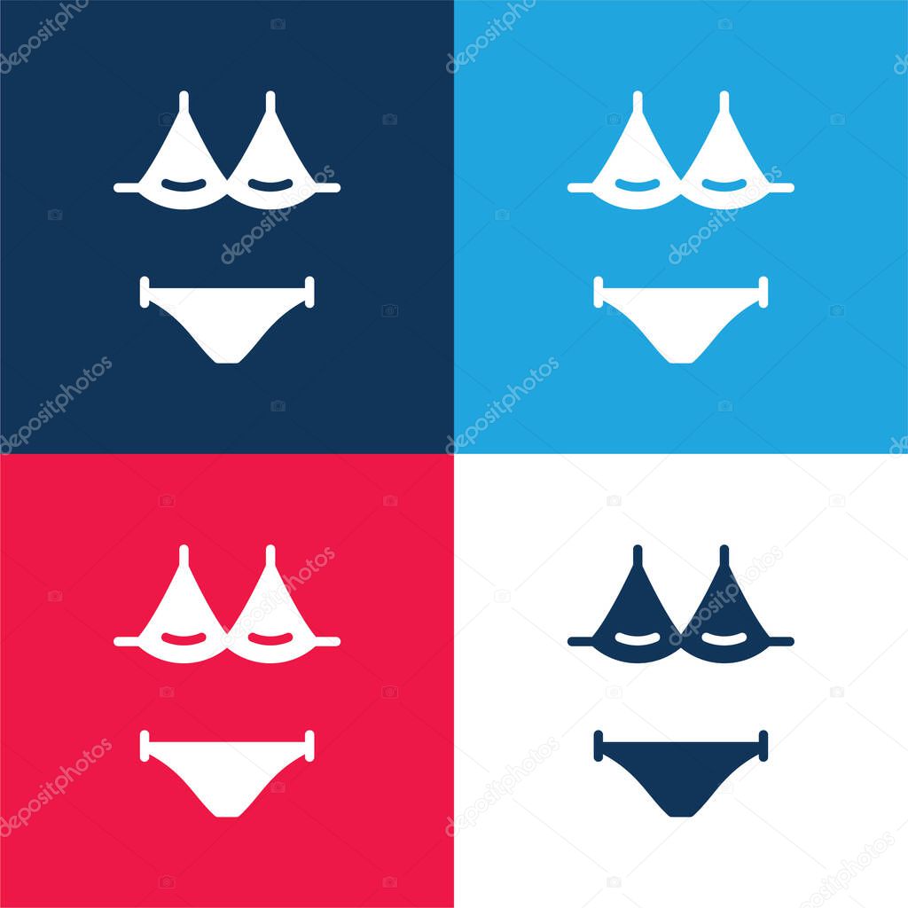 Bikini blue and red four color minimal icon set