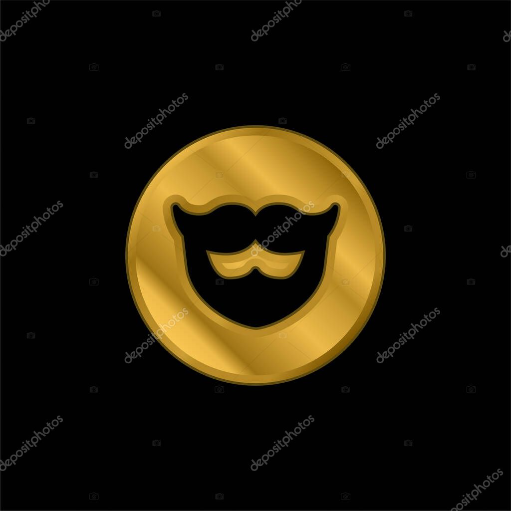 Barber Shop gold plated metalic icon or logo vector