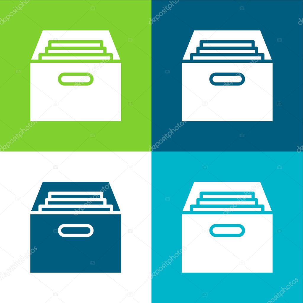 Archive Flat four color minimal icon set