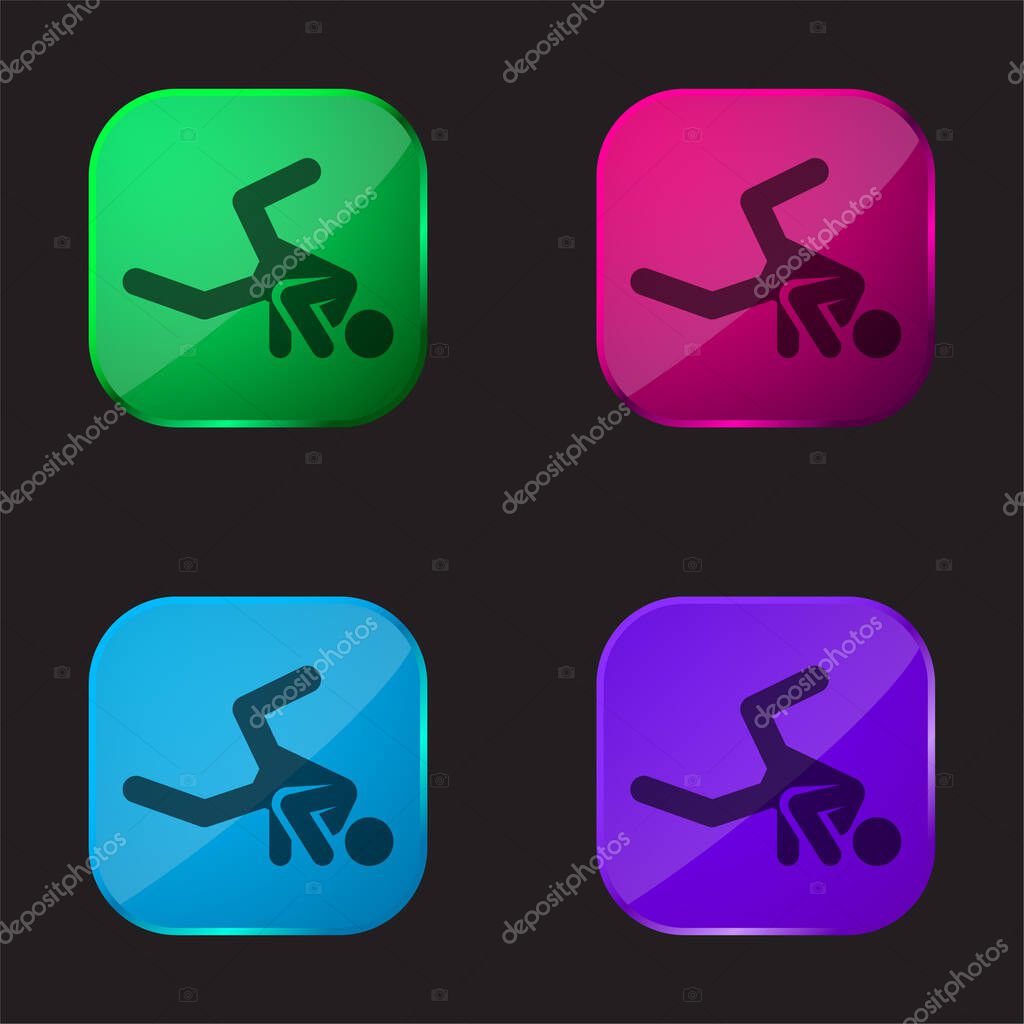 Breakdance four color glass button icon