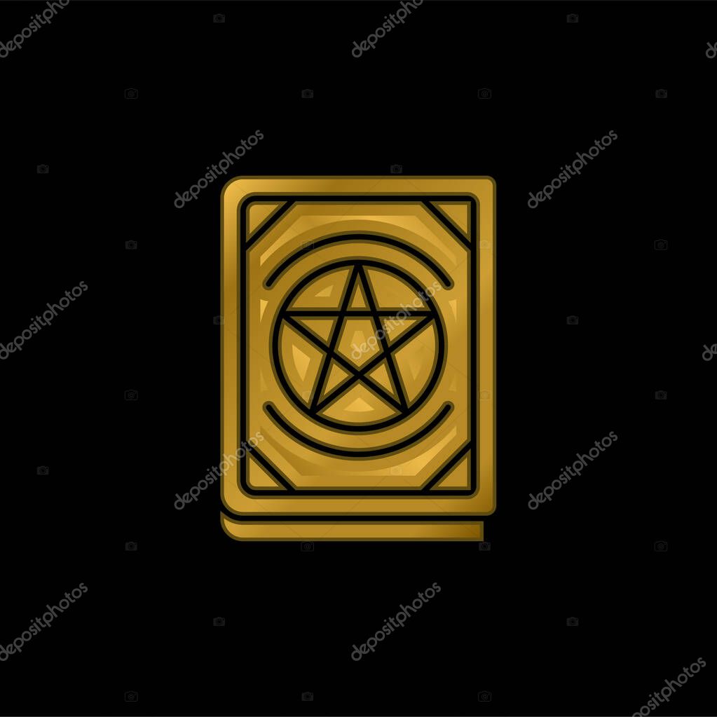 Book gold plated metalic icon or logo vector