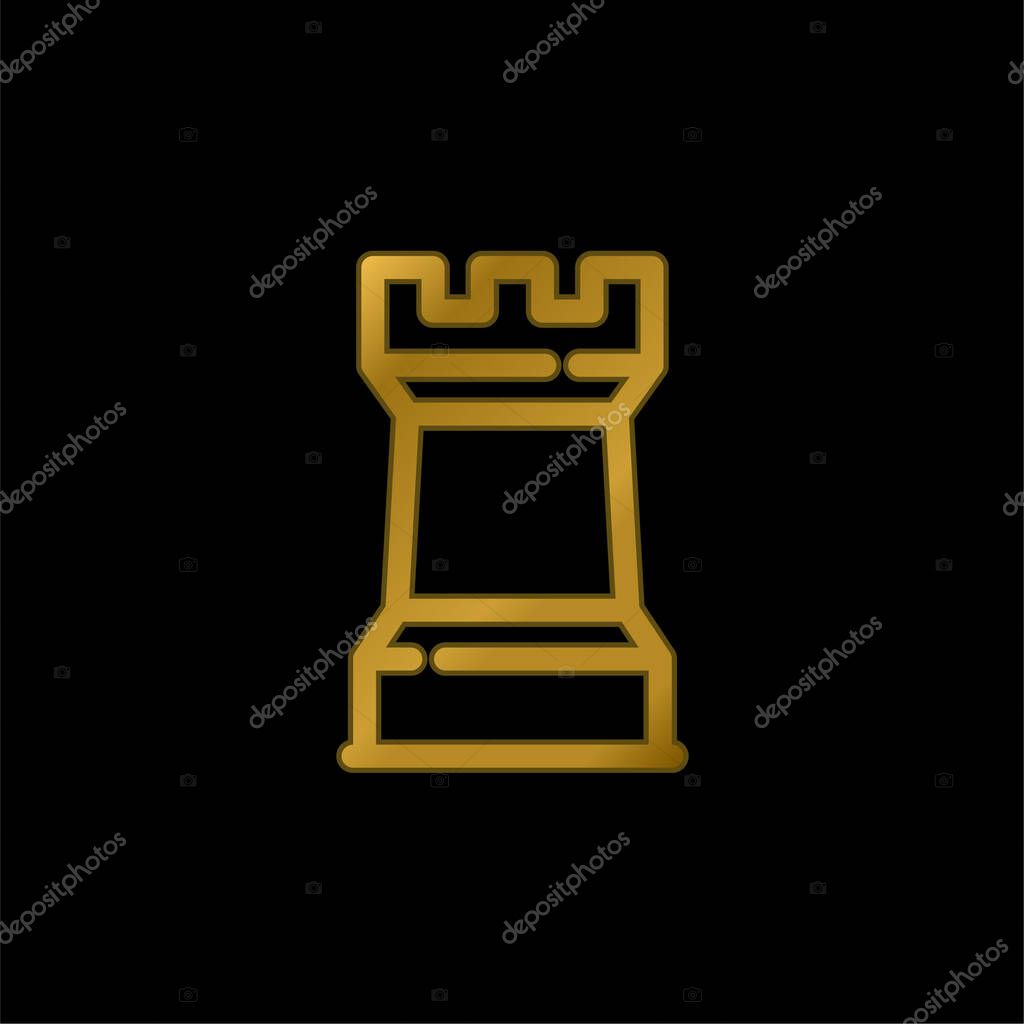Big Towers gold plated metalic icon or logo vector