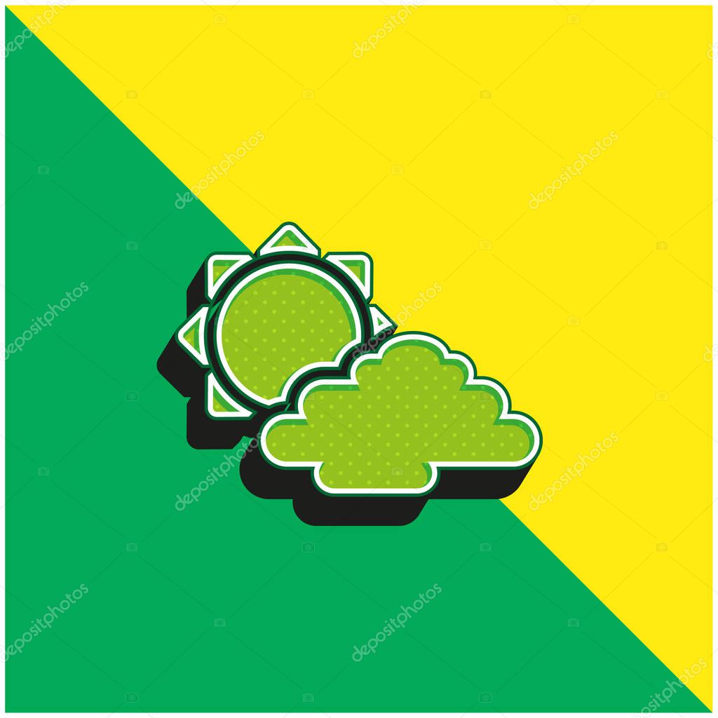 Big Sun And  Cloud Green and yellow modern 3d vector icon logo