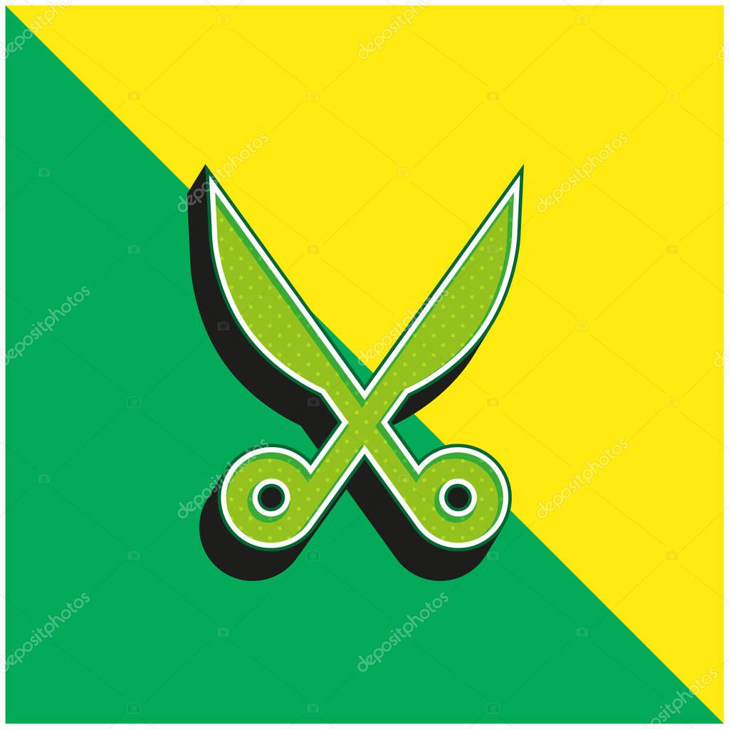 Baber Scissors Green and yellow modern 3d vector icon logo