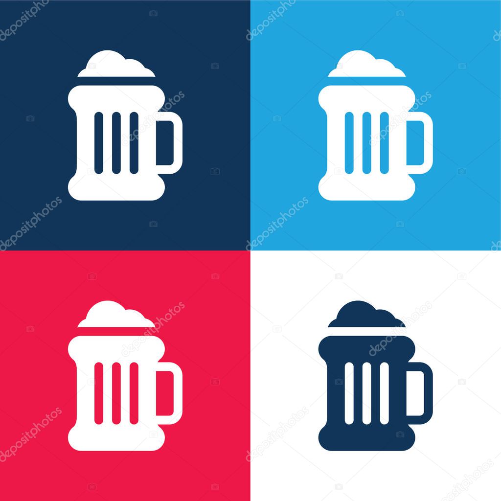 Beer blue and red four color minimal icon set