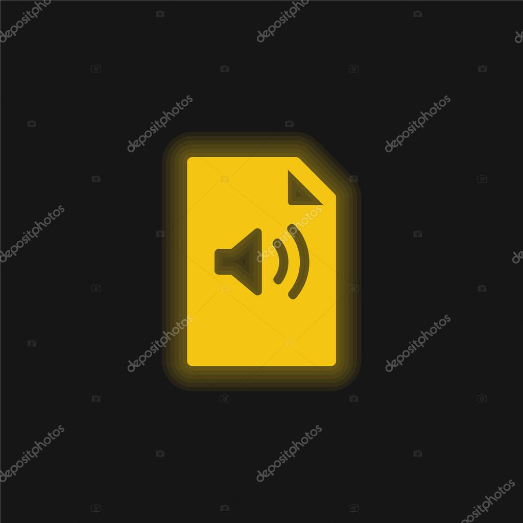 Audio File yellow glowing neon icon