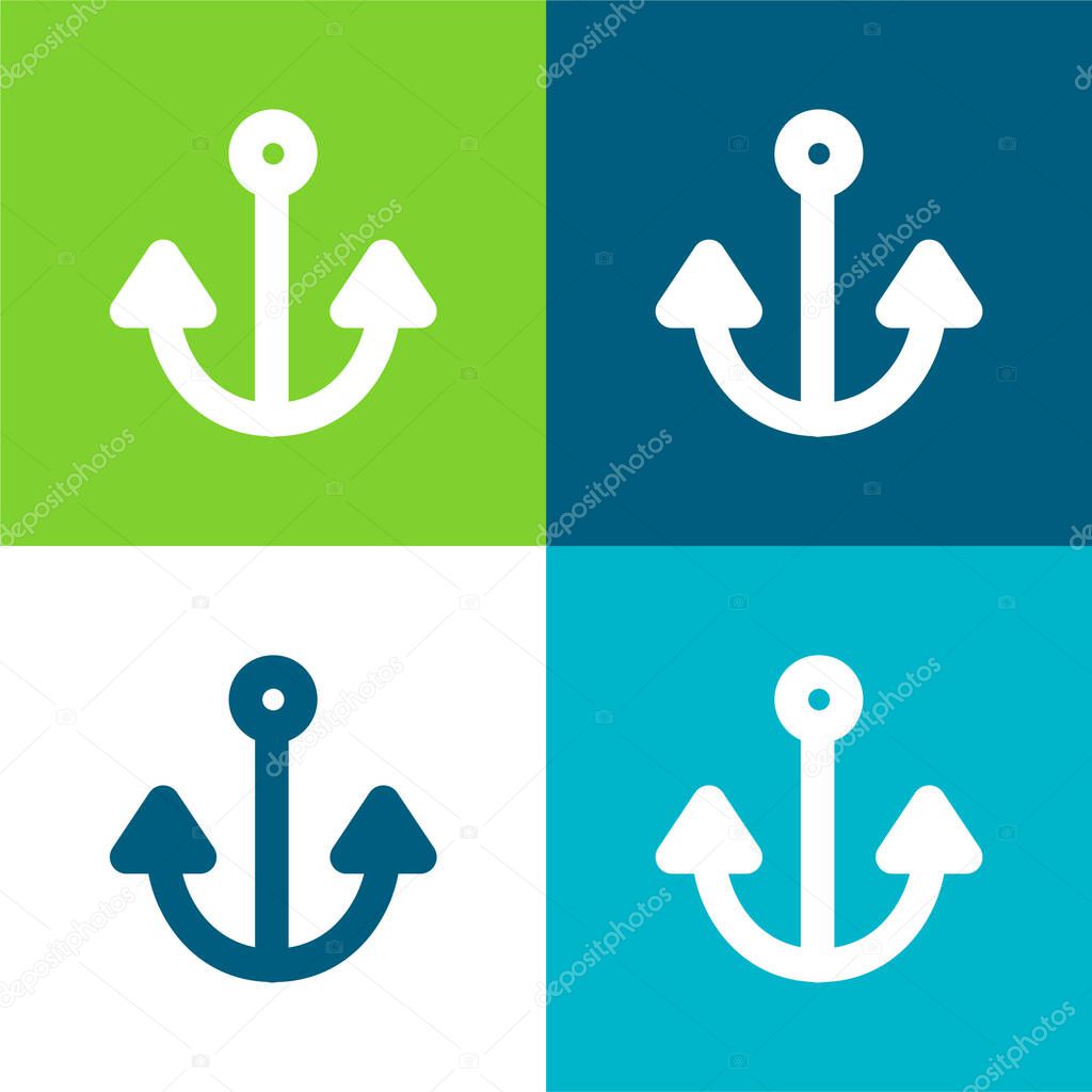 Anchor Flat four color minimal icon set