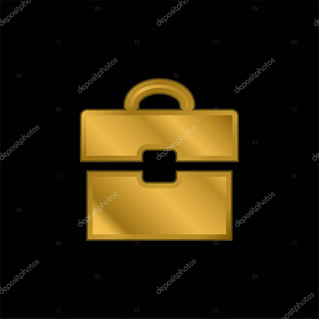Black Portfolio Tool gold plated metalic icon or logo vector