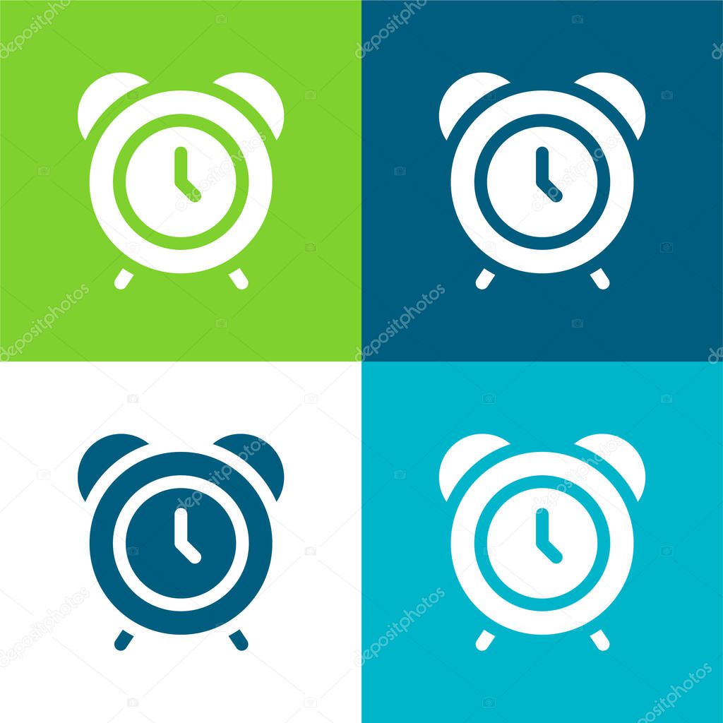 Alarm Clock Flat four color minimal icon set
