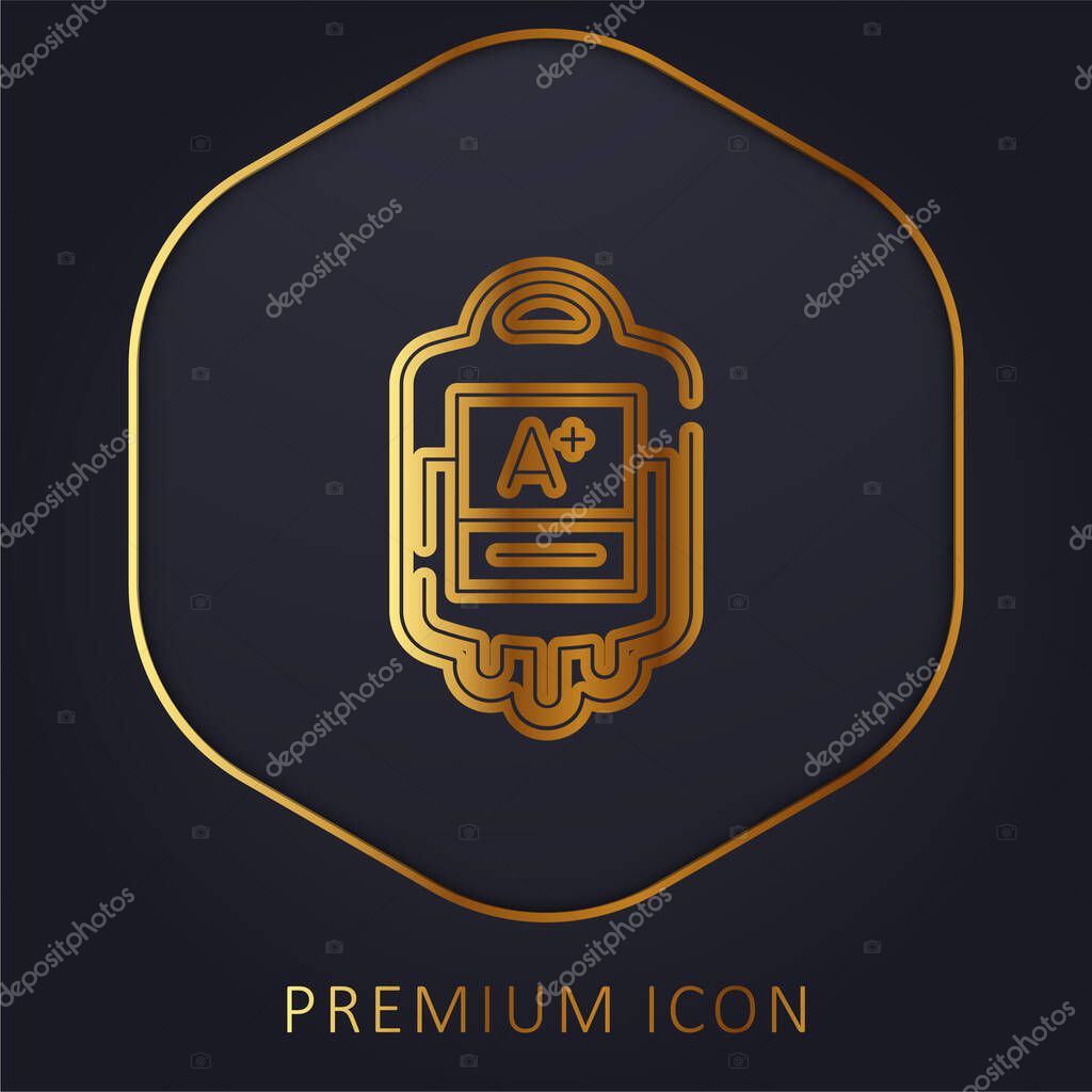 Blood Bag golden line premium logo or icon