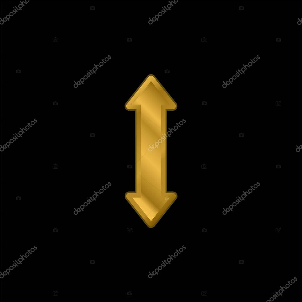 Arrow Double Up And Down Sign gold plated metalic icon or logo vector
