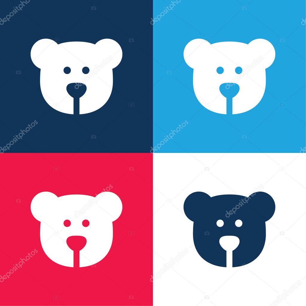 Bear blue and red four color minimal icon set