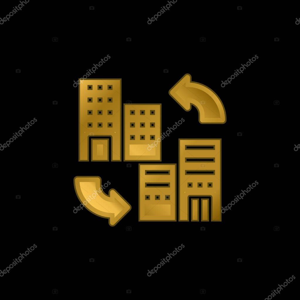 B2b gold plated metalic icon or logo vector