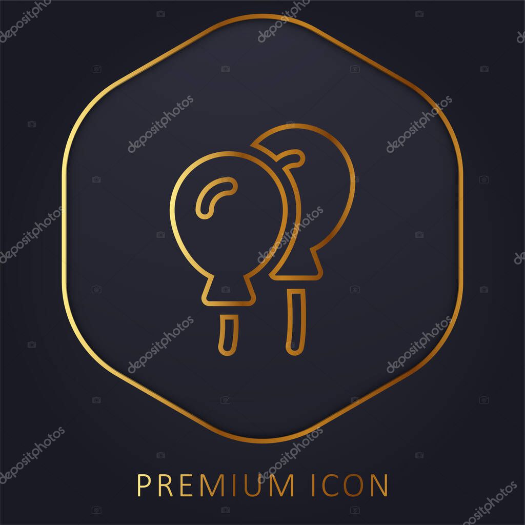 Balloons golden line premium logo or icon